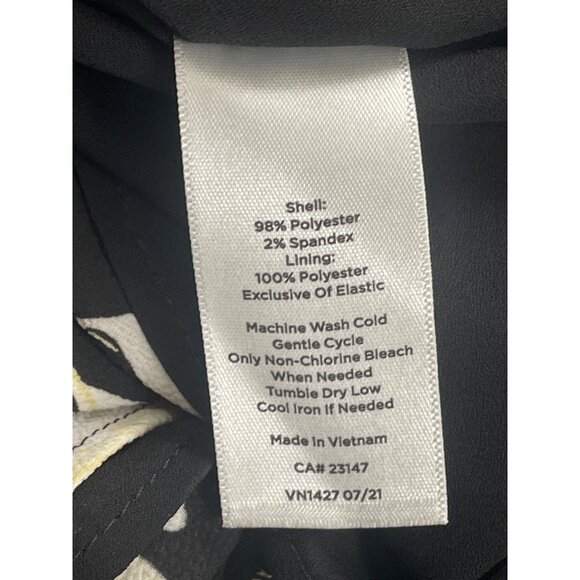 Talbots Black & Ivory Floral Pattern Womens Midi Dress Elastic Waist Lined Sz 1X - Picture 8 of 9